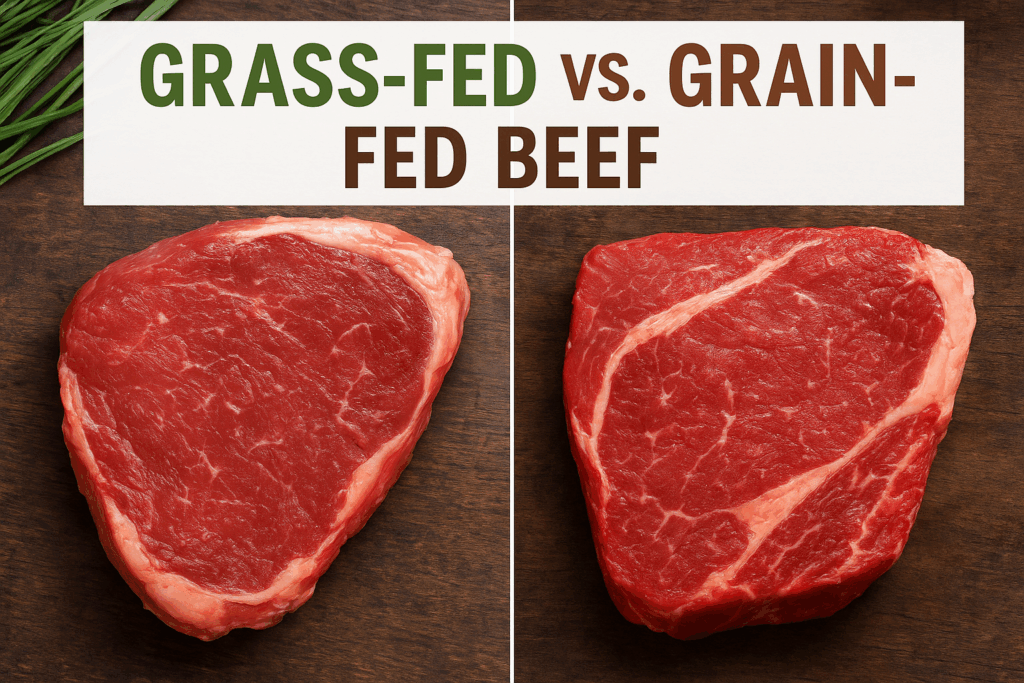 compare images grass fed beef vs grain beef